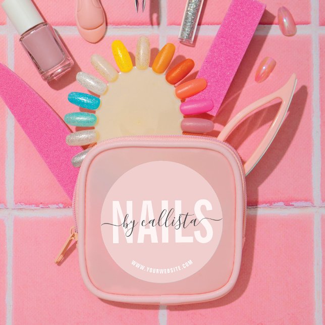 Eleganter moderner einfacher Typografie-Nagelkünst Runder Aufkleber (Von Creator hochgeladen)