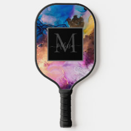 Eleganter moderner farbenfroher marmorierter Monog Pickleball Schläger