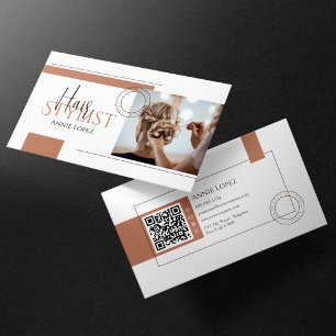 Eleganter moderner Friseur-Stylist QR-Code Visitenkarte