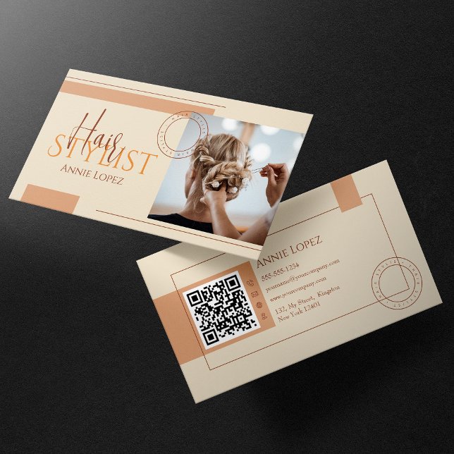 Eleganter moderner Friseursalon QR Code Visitenkarte (Von Creator hochgeladen)