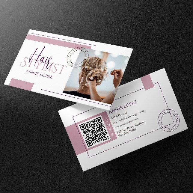 Eleganter moderner Friseursalon QR Code Visitenkarte (Von Creator hochgeladen)