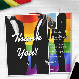 Eleganter, moderner Gay Men Wedding Rainbow Dankeskarte