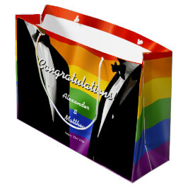 Eleganter, moderner Gay Men Wedding Rainbow Große Geschenktüte