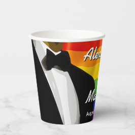 Eleganter, moderner Gay Men Wedding Rainbow Pappbecher