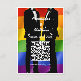 Eleganter moderner Gay Men Wedding Rainbow QR Code Begleitkarte