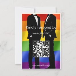Eleganter, moderner Gay Men Wedding Rainbow RSVP Karte