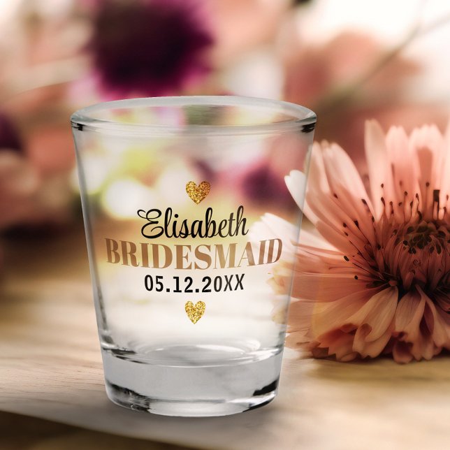 Eleganter moderner Glitzer Herz Custom Wedding Par Schnapsglas (Von Creator hochgeladen)