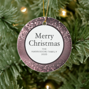 Eleganter moderner Glitzer Weihnachten Familie 1 F Keramik Ornament