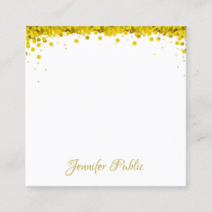 Eleganter moderner Gold Confetti Handschrift Text Quadratische Visitenkarte