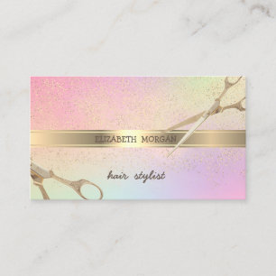 Eleganter moderner Gold Confetti, Scheren holograf Visitenkarte