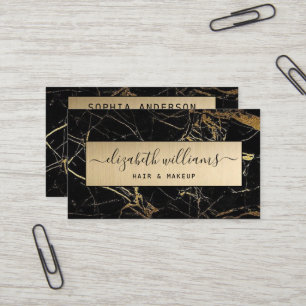 Eleganter moderner Gold Glitzer & Black Marble Aga Visitenkarte