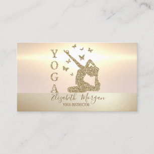 Eleganter moderner Gold Glitzer Yoga-Instruktor Visitenkarte