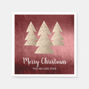 Eleganter moderner Gold- und Roter Weihnachtsbaum Serviette