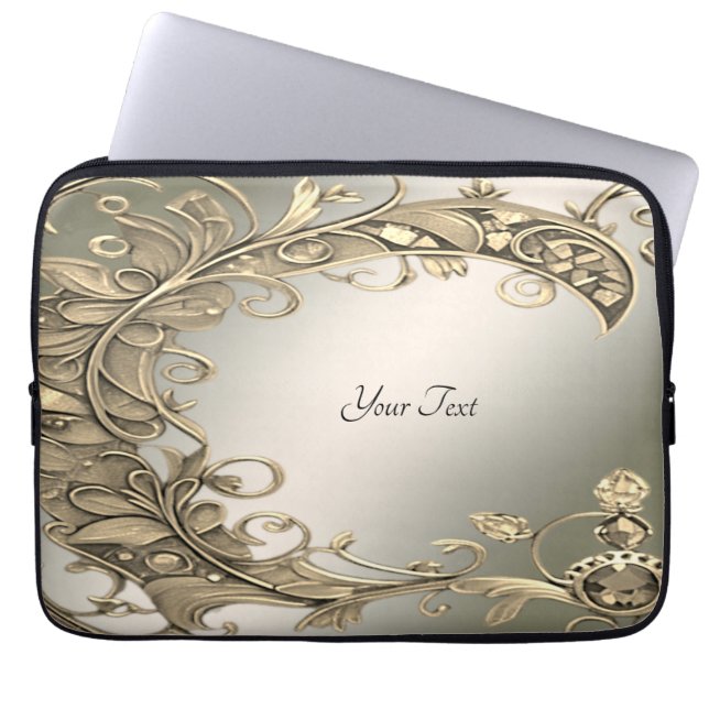 Eleganter, moderner Goldener Dekorationsschlauch Laptopschutzhülle (Vorderseite)
