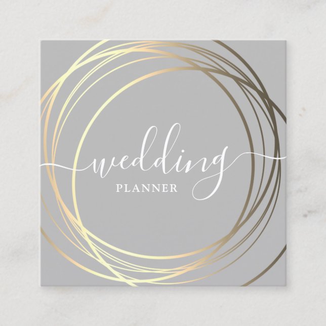 Eleganter moderner Goldhochzeitplaner Quadratische Visitenkarte (Vorderseite)