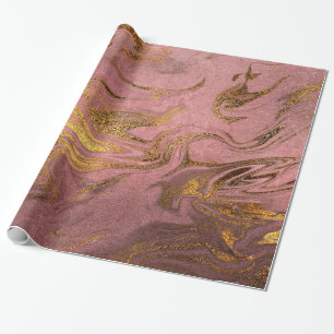 Eleganter, moderner Goldmarmor und Rose Geschenkpapier