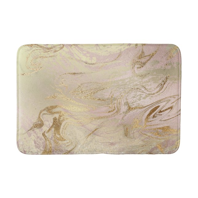 Eleganter, moderner Goldmarmor und Rose mit Glitze Badematte (Vorderseite)