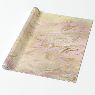 Eleganter, moderner Goldmarmor und Rose mit Glitze Geschenkpapier