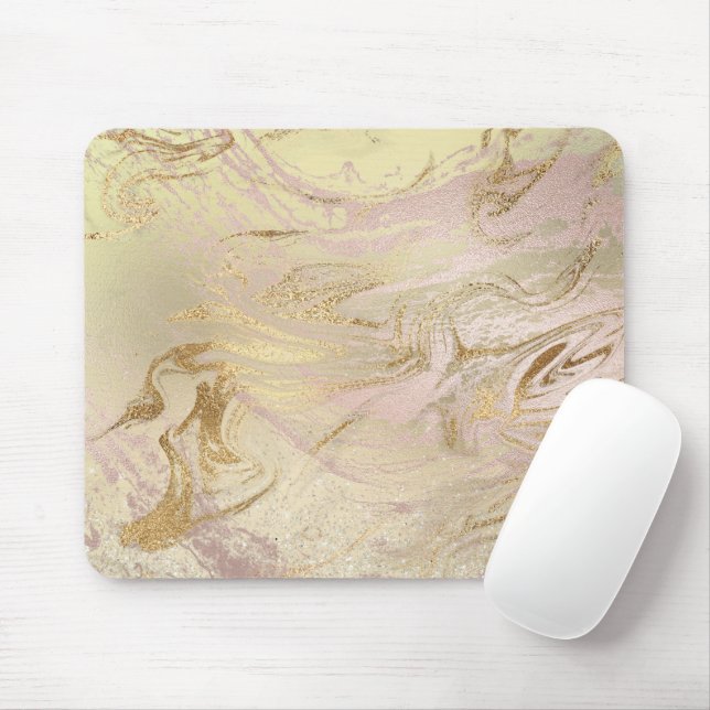 Eleganter, moderner Goldmarmor und Rose mit Glitze Mousepad (Mit Mouse)