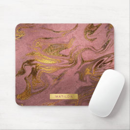 Eleganter, moderner Goldmarmor und Rose Mousepad