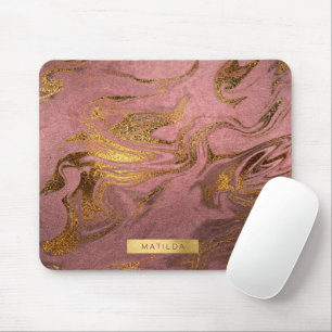 Eleganter, moderner Goldmarmor und Rose Mousepad