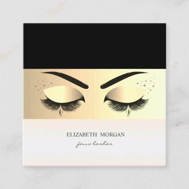 Eleganter, moderner Goldrand, Imitate Lashes Quadratische Visitenkarte (Vorderseite)