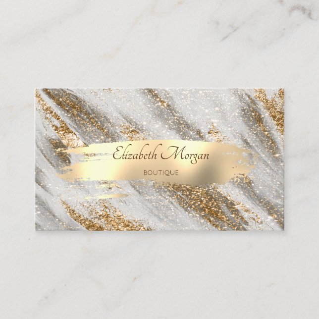 Eleganter, moderner Goldrausch, Goldener Glitzer Visitenkarte (Vorderseite)