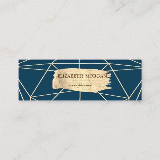 Eleganter moderner Goldrausch Stroke Geometric Mini Visitenkarte (Vorderseite)