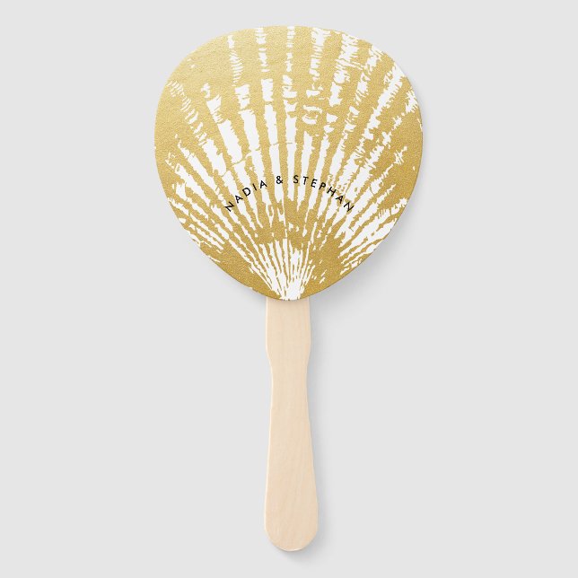 Eleganter moderner Goldstrand Fächer (Vorderseite)