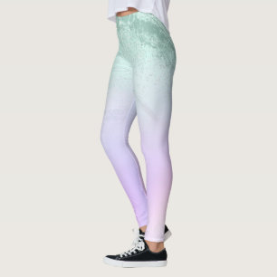 Eleganter, moderner Gradient Minze Grün Glitzer l Leggings