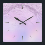 Eleganter, moderner Gradient, violetter Glitzer-Ma Quadratische Wanduhr<br><div class="desc">Wunderschönes Design mit Imitat-violettem Glitzer-Marmor und pastellfarbener lila Textur.</div>