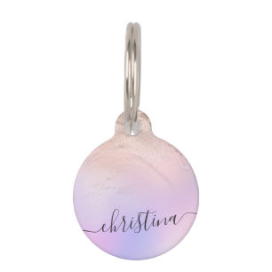 Eleganter moderner Gradienten Rose Gold Glitzer li Haustiermarke