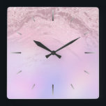 Eleganter moderner Gradienten Rose Gold Glitzer li Quadratische Wanduhr<br><div class="desc">Wunderschönes Design mit Imitat rosa Rosa Gold Glitzer Marmor und pastellfarbenen lila Textur.</div>