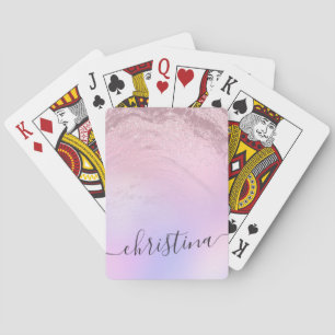 Eleganter moderner Gradienten Rose Gold Glitzer li Spielkarten