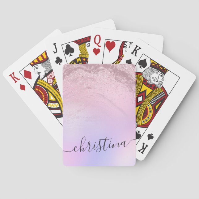 Eleganter moderner Gradienten Rose Gold Glitzer li Spielkarten (Rückseite)