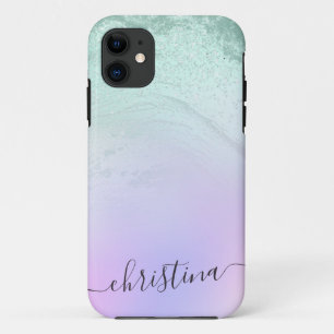 Eleganter moderner Gradientenminzgrün Glitzer lila Case-Mate iPhone Hülle