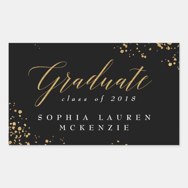 ELEGANTER MODERNER GRADUATE RECTANGULAR STICKER (Vorderseite)