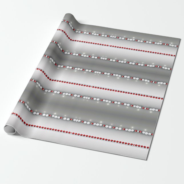 Eleganter moderner Grauer, Roter, Weißer Garten Ge Geschenkpapier (Ungerollt)
