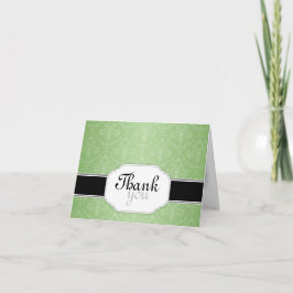 Eleganter moderner Green Damask Dankeschön Karten