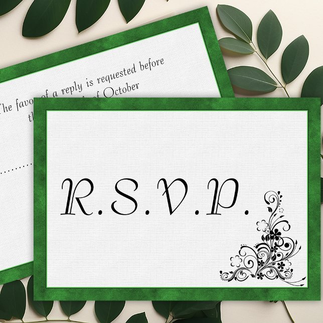 Eleganter moderner Green Frame Wedding RSVP (Von Creator hochgeladen)