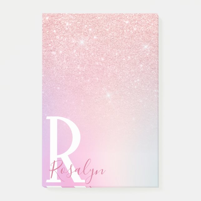 Eleganter moderner, gürtelrosa rosa Glitzer Post-it Klebezettel (Vorderseite)