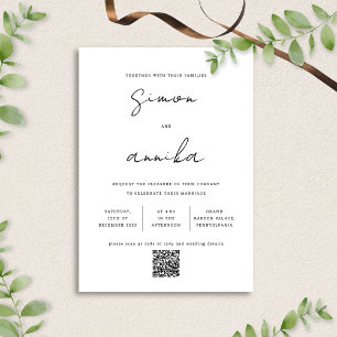 Eleganter moderner Handwriting-Schriftart QR Code  Einladung