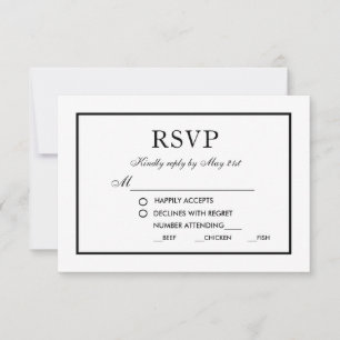 Eleganter moderner Hochzeitstil RSVP Black & White Karte