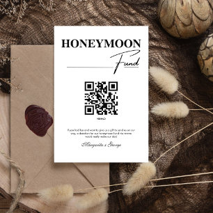 Eleganter moderner Honeymoon Fund QR Code Wedding Sockelschild