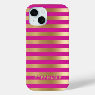 Eleganter moderner Hot Pink und goldener Streifen  Case-Mate iPhone Hülle