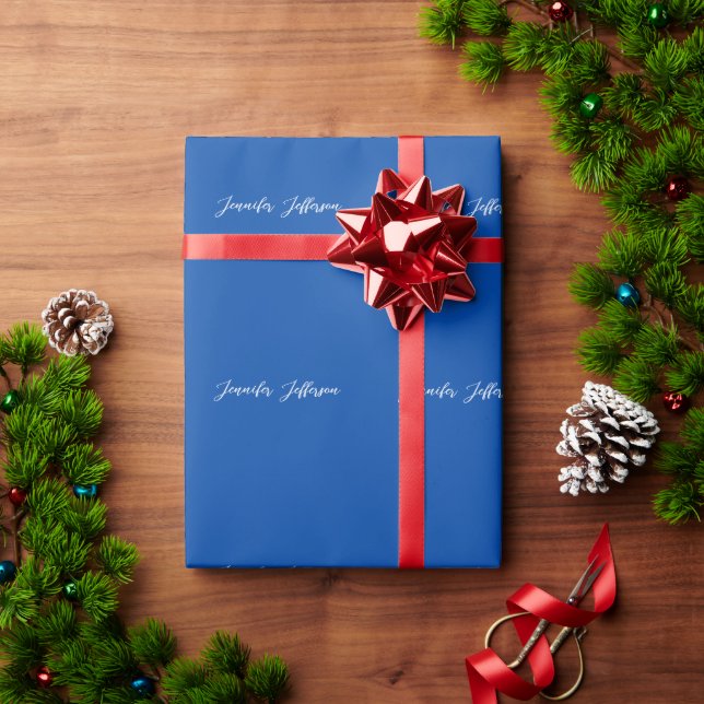 Eleganter, moderner Kalligraphiename Beruflich Blu Geschenkpapier (Feiertagsgeschenk)