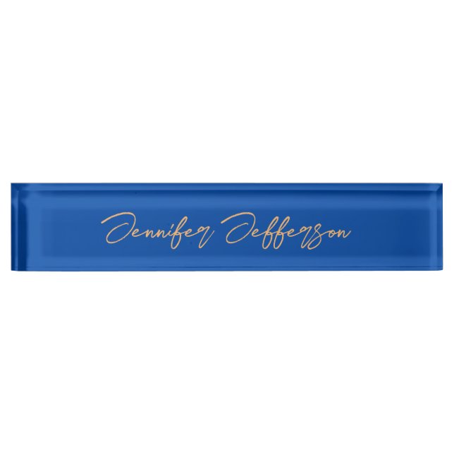 Eleganter, moderner Kalligraphiename Beruflich Blu Namensplakette (Vorderseite)