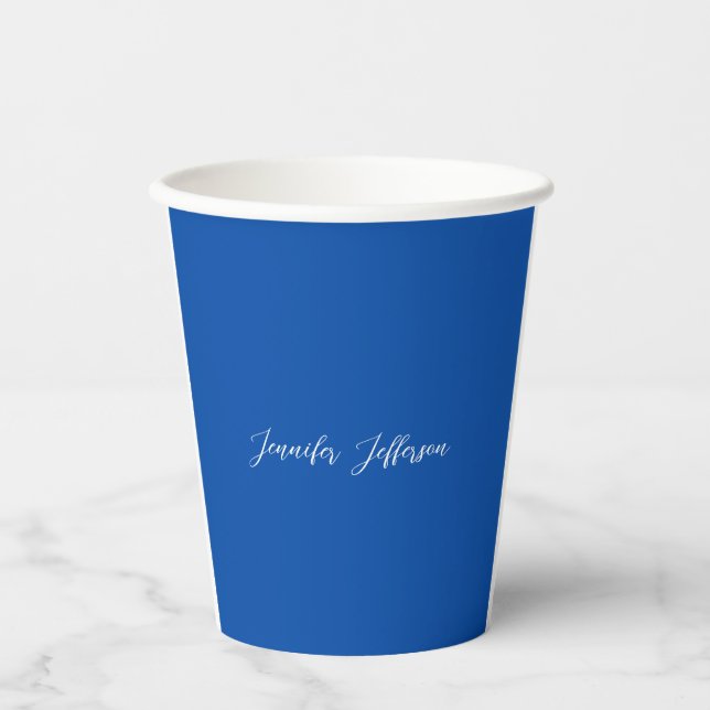 Eleganter, moderner Kalligraphiename Beruflich Blu Pappbecher (Vorderseite)