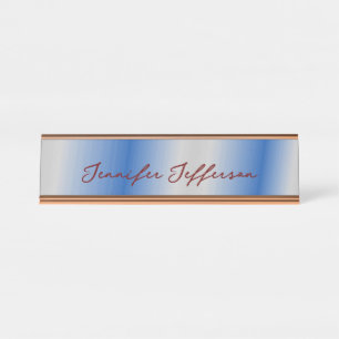 Eleganter, moderner Kalligraphiename Beruflich Blu Schreibtischnamensplakette