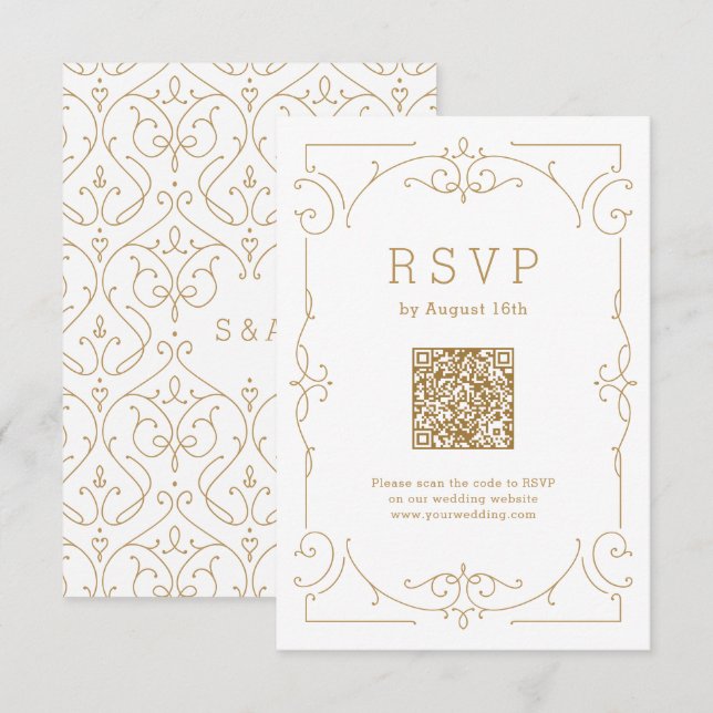 Eleganter, moderner Klassiker für Hochzeit im Jahr RSVP Karte (Vorne/Hinten)